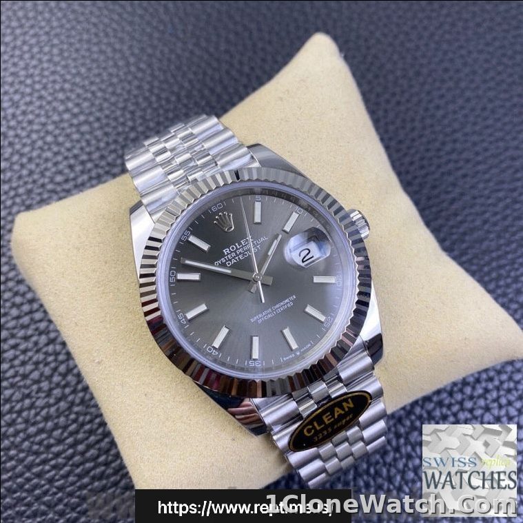 ROLEX DATEJUST GRAY DIAL STAINLESS STEEL 41MM SWISS REPLICA m126334.0024 - detail