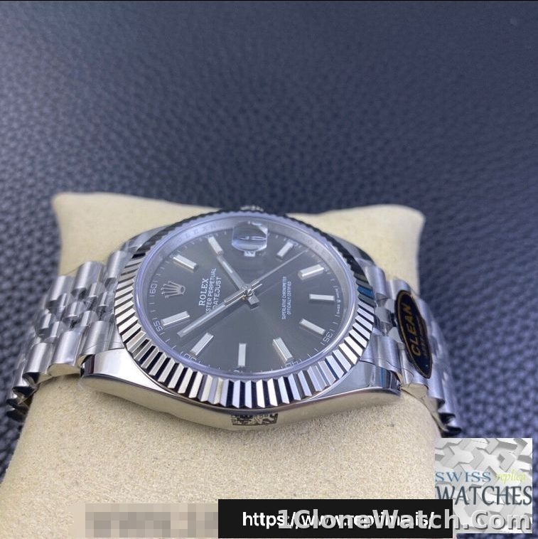 ROLEX DATEJUST GRAY DIAL STAINLESS STEEL 41MM SWISS REPLICA m126334.0024 - detail