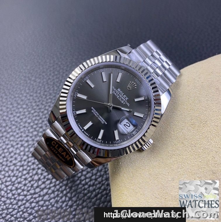 ROLEX DATEJUST GRAY DIAL STAINLESS STEEL 41MM SWISS REPLICA m126334.0024 - detail