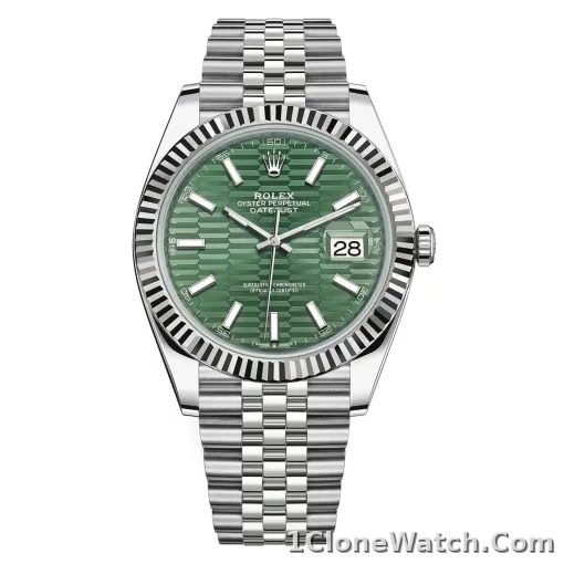 Rolex Datejust 126334 41mm Green Fluted Motif (Jubilee) - detail