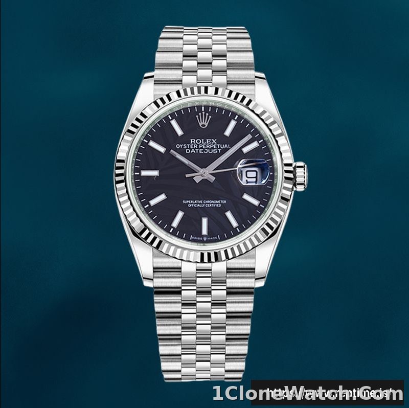 Rolex Datejust 126234 Men’s 41mm Black Palm Motif Dial Swiss Replica Watch - detail