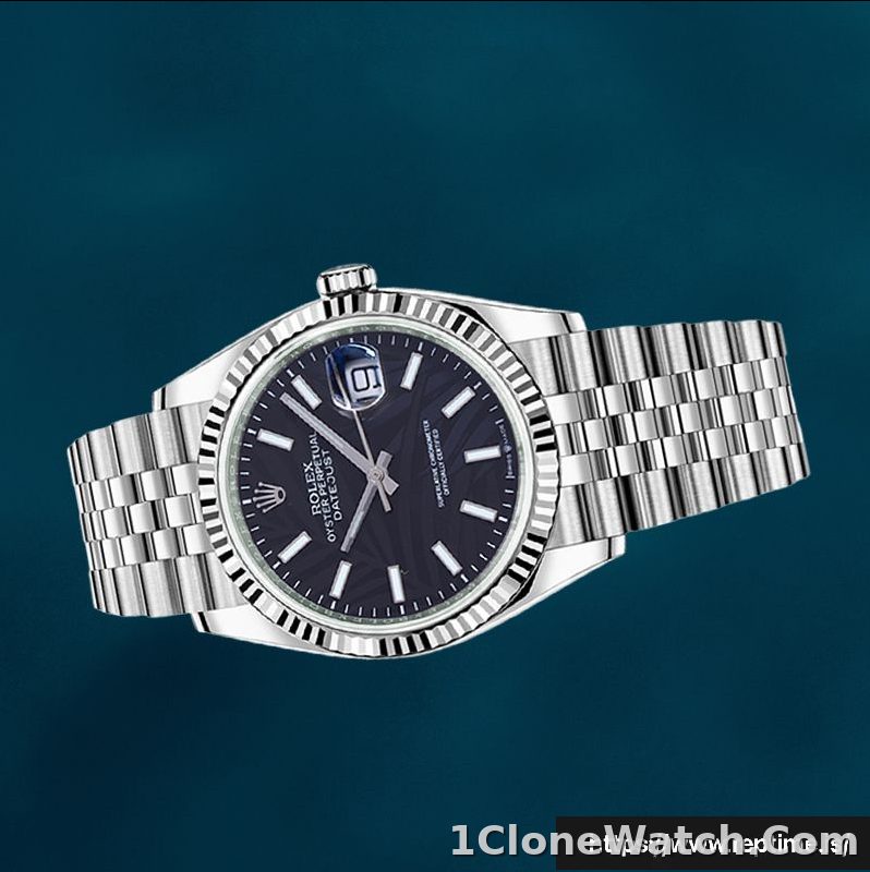 Rolex Datejust 126234 Men’s 41mm Black Palm Motif Dial Swiss Replica Watch - detail