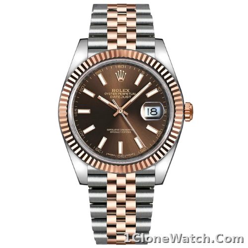 Rolex Datejust 41 Rose Gold/Steel Chocolate Dial Fluted Bezel (Jubilee) 126331