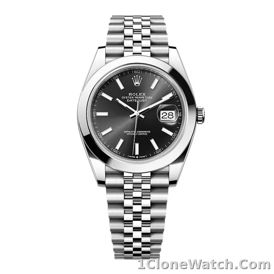 ROLEX DATEJUST BLACK DIAL STAINLESS STEEL 41MM SWISS REPLICA m126300.0011