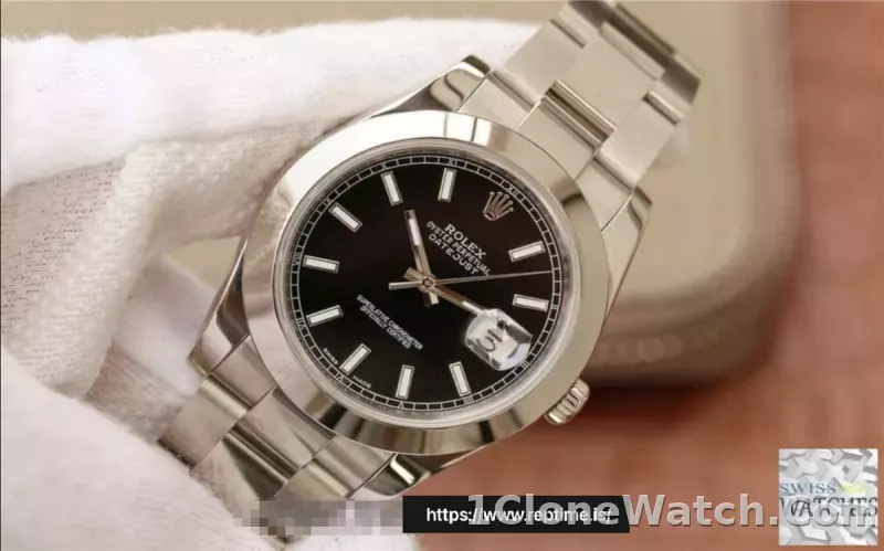 ROLEX DATEJUST BLACK DIAL STAINLESS STEEL 41MM SWISS REPLICA m126300.0011 - detail
