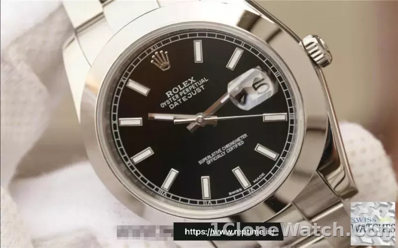 ROLEX DATEJUST BLACK DIAL STAINLESS STEEL 41MM SWISS REPLICA m126300.0011 - detail