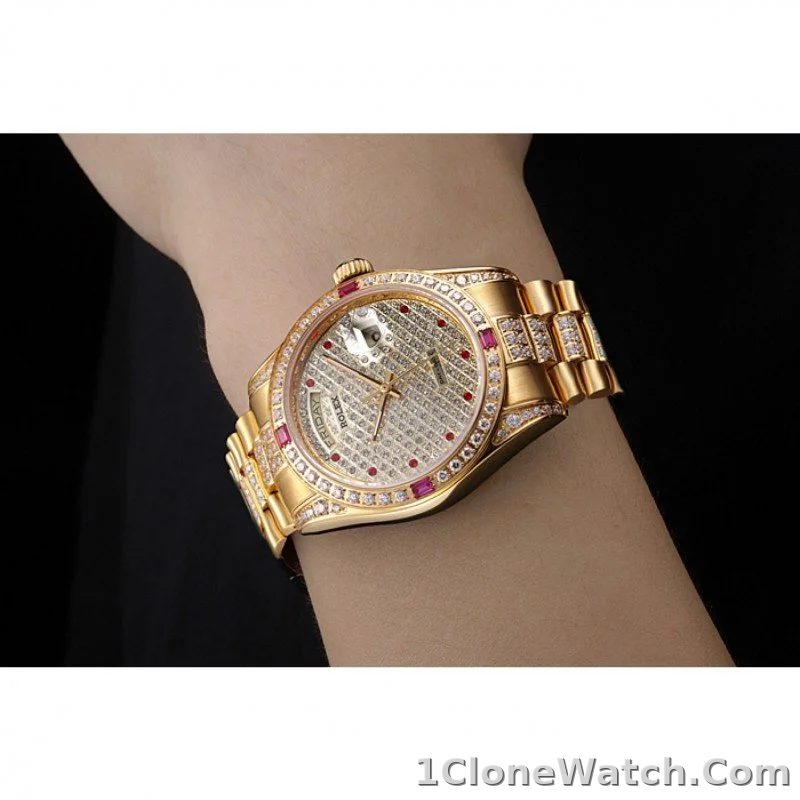 Superclone Rolex Day-Date 37mm Diamond Dial 621614 - detail