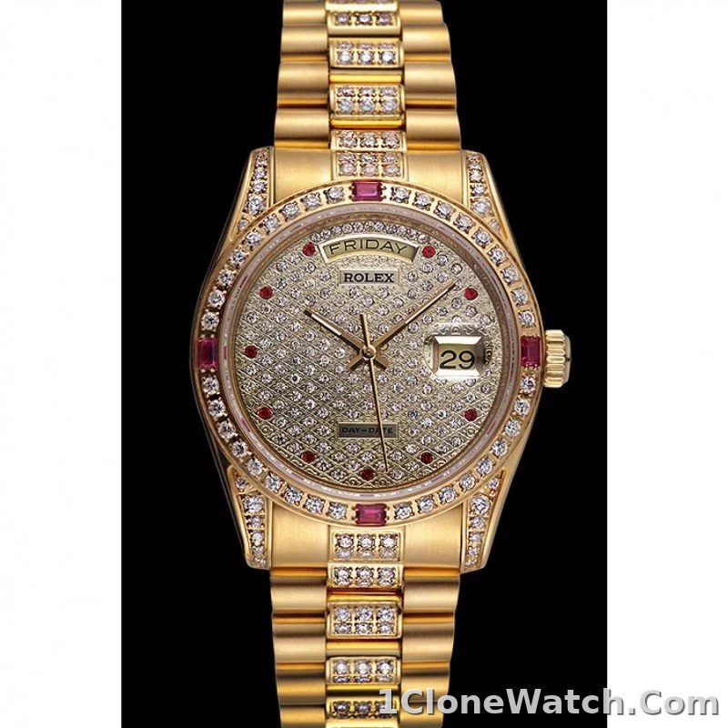 Superclone Rolex Day-Date 37mm Diamond Dial 621614 - detail