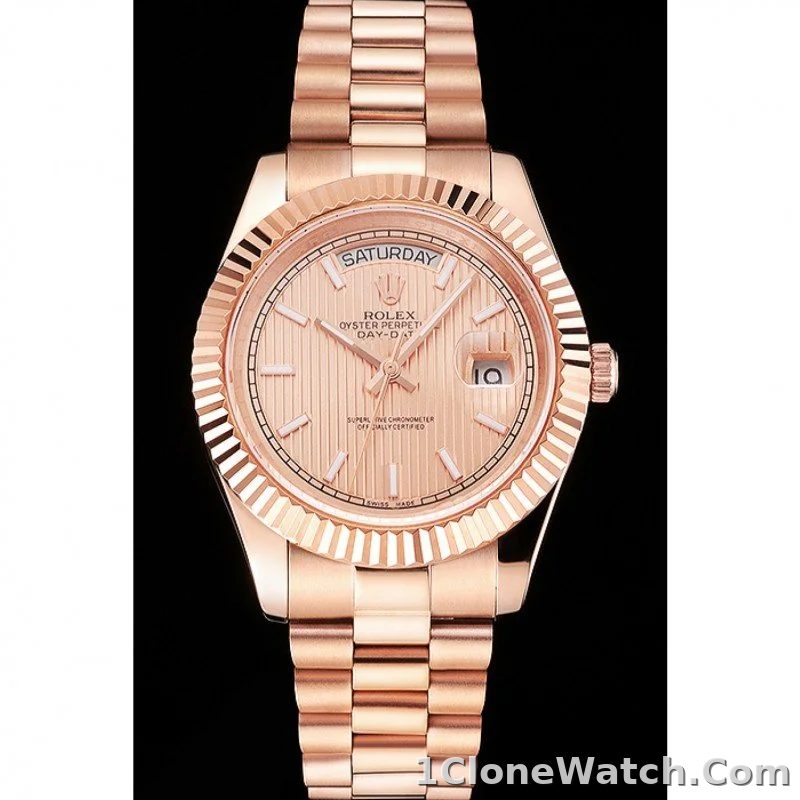 Superclone Rolex Day-Date 40mm Rose-Gold Dial REP016823 - detail