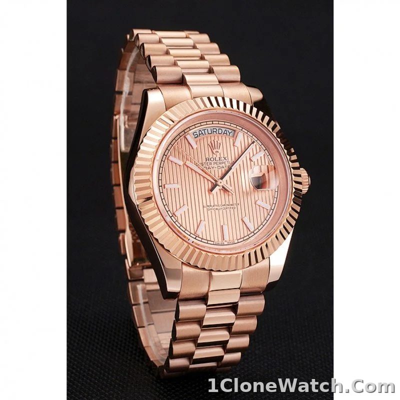 Superclone Rolex Day-Date 40mm Rose-Gold Dial REP016823 - detail