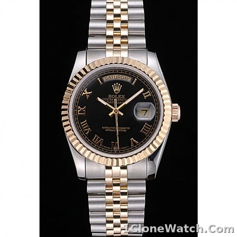 Superclone Rolex Day-Date 36mm Black Dial SRL78 - detail