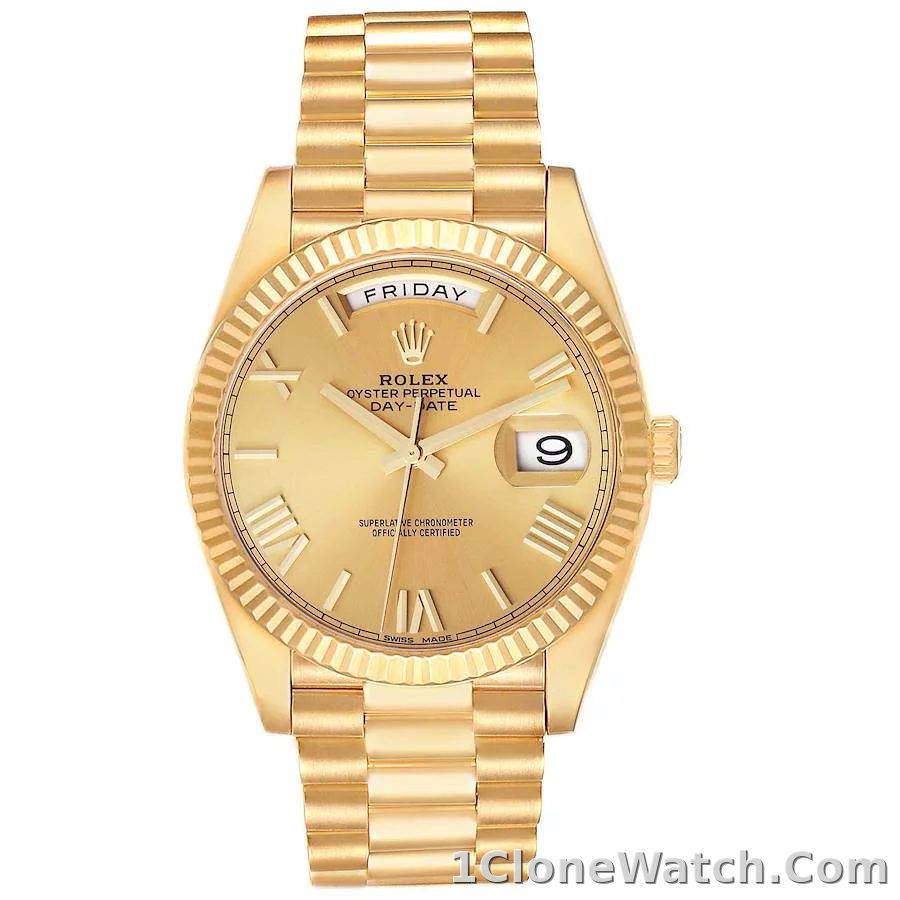 Superclone Rolex Day-Date 40 mm Roman Champagne Dial 228238