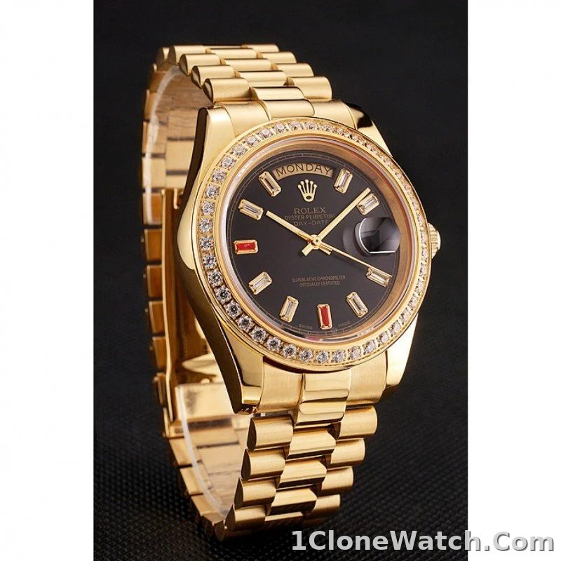 Superclone Rolex Day-Date 36mm Black Dial 1454101 - detail