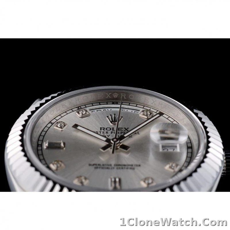 Superclone Rolex Day-Date 40mm Silver Dial 41995 - detail