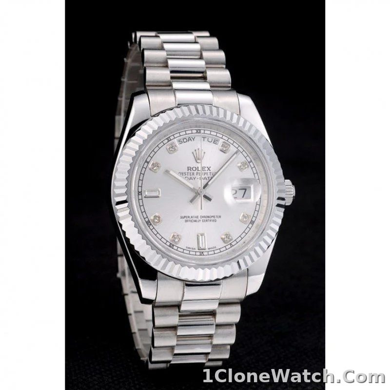 Superclone Rolex Day-Date 40mm Silver Dial 41995 - detail