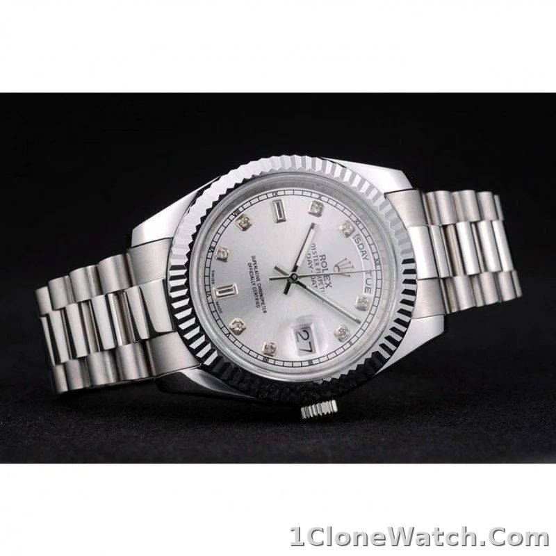 Superclone Rolex Day-Date 40mm Silver Dial 41995 - detail