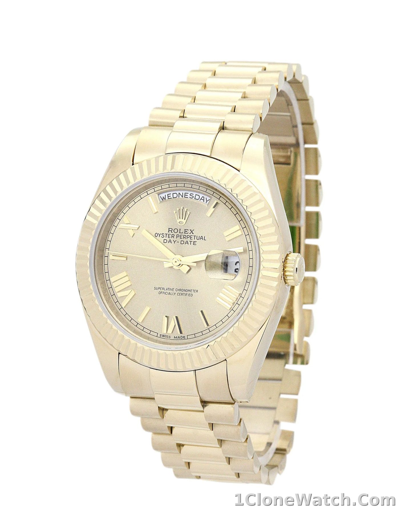 Rolex Day-Date II 40mm Gold Dial 218238 - detail