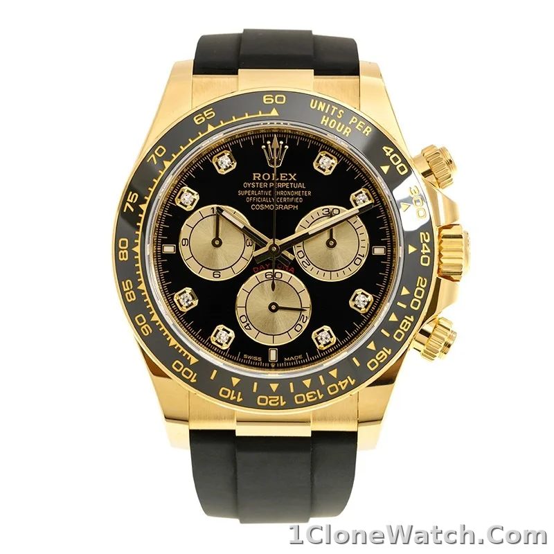 Superclone Rolex Daytona 40 mm Black Dial Yellow Gold 126518LN - detail