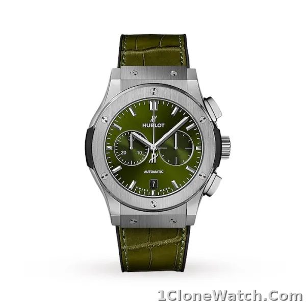 Hublot Classic Fusion Men Automatic Green Alligator Watch 541.NX.8970.LR