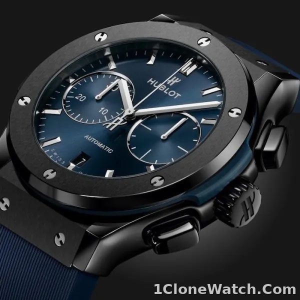 Hublot Classic Fusion Men Automatic Blue Rubber Watch 521.CM.7170.RX - detail