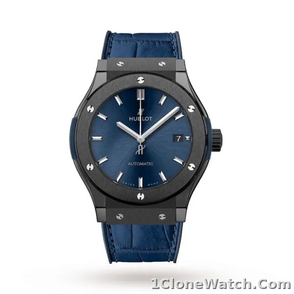 Hublot Classic Fusion Men Automatic Blue Rubber and Alligator Watch 511.CM.7170.LR