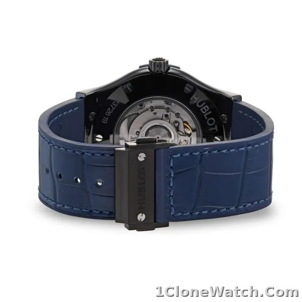 Hublot Classic Fusion Men Automatic Blue Rubber and Alligator Watch 511.CM.7170.LR - detail