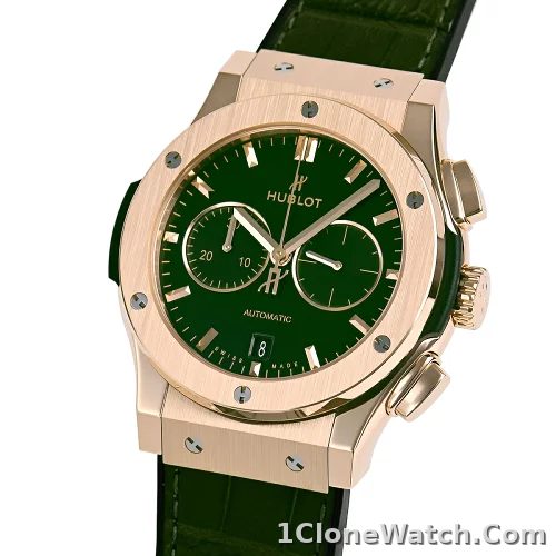 Hublot Classic Fusion Men Automatic Green Alligator Watch 521.OX.8980.LR - detail