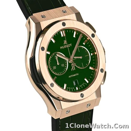 Hublot Classic Fusion Men Automatic Green Alligator Watch 521.OX.8980.LR - detail
