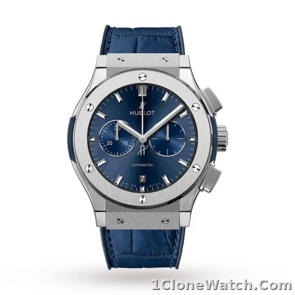 Hublot Classic Fusion Men Automatic Blue Rubber and Alligator Watch 541.NX.7170.LR