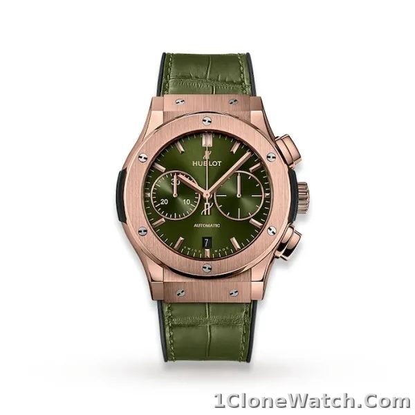 Hublot Classic Fusion Men Automatic Green Alligator Watch 521.OX.8980.LR