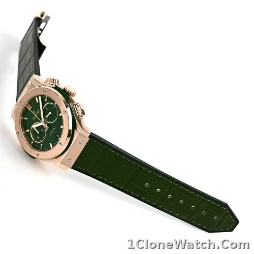 Hublot Classic Fusion Men Automatic Green Alligator Watch 521.OX.8980.LR - detail