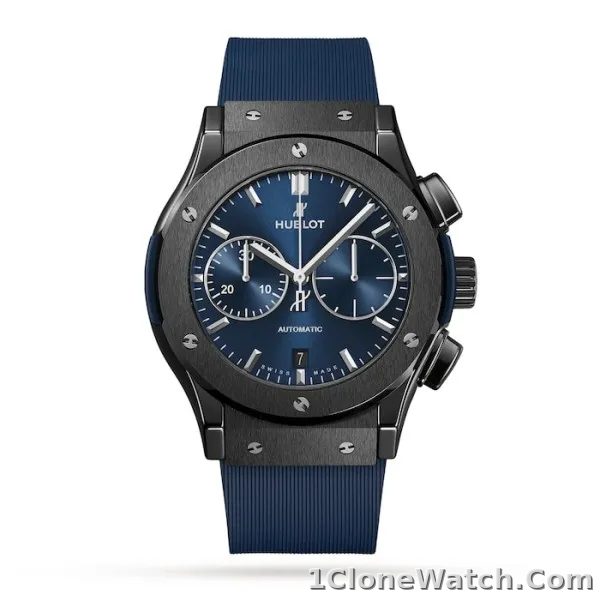 Hublot Classic Fusion Men Automatic Blue Rubber Watch 521.CM.7170.RX