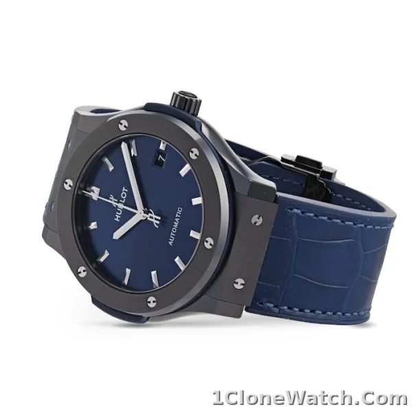 Hublot Classic Fusion Men Automatic Blue Rubber and Alligator Watch 511.CM.7170.LR - detail