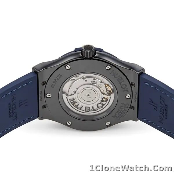 Hublot Classic Fusion Men Automatic Blue Rubber and Alligator Watch 511.CM.7170.LR - detail