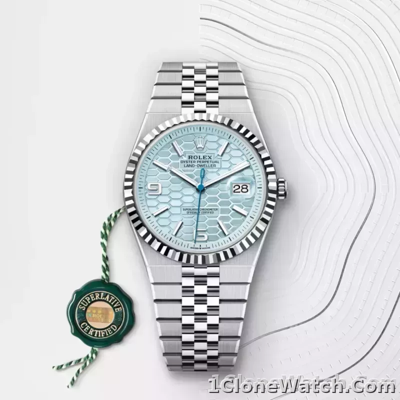 Rolex Land-Dweller 36 Ice Blue - detail