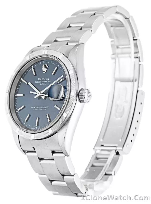 Rolex Oyster Perpetual Date 34mm Blue Dial 15210 - detail