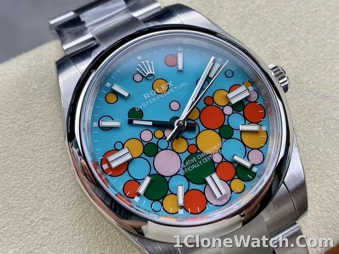 Superclone Rolex Oyster Perpetual 41 mm Turquoise Dial 124300 - detail