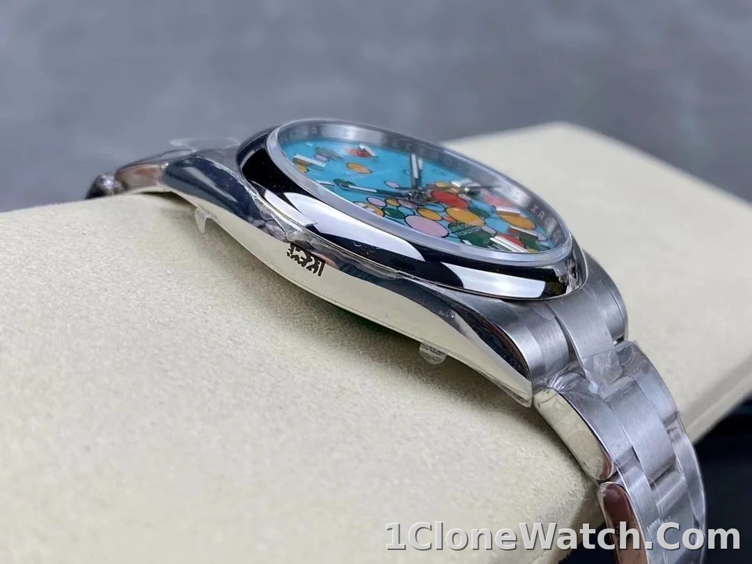 Superclone Rolex Oyster Perpetual 41 mm Turquoise Dial 124300 - detail
