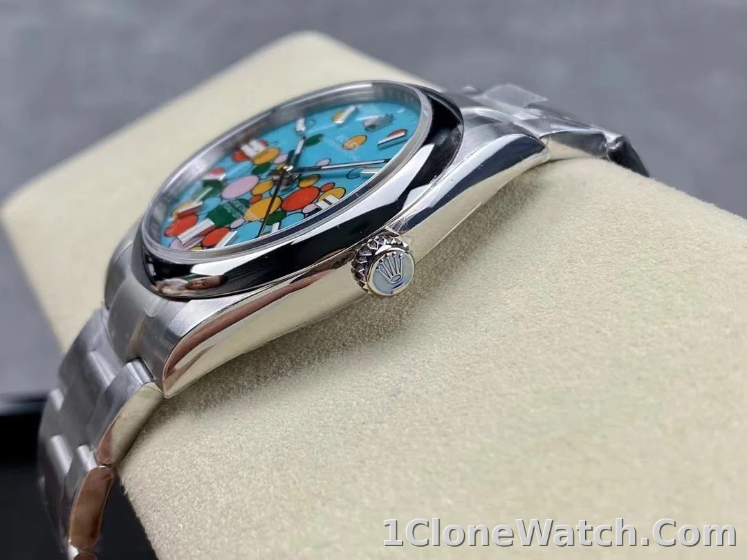 Superclone Rolex Oyster Perpetual 41 mm Turquoise Dial 124300 - detail
