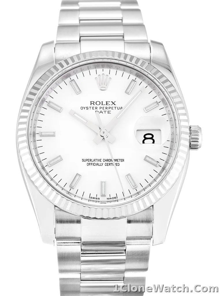Rolex Oyster Perpetual Date 34mm White Dial 115234