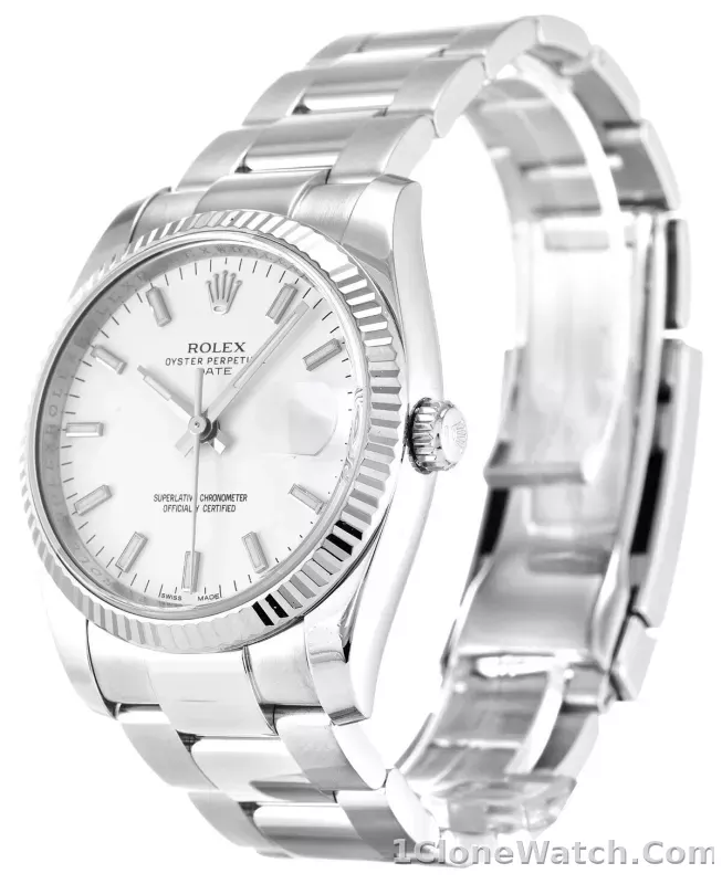 Rolex Oyster Perpetual Date 34mm White Dial 115234 - detail