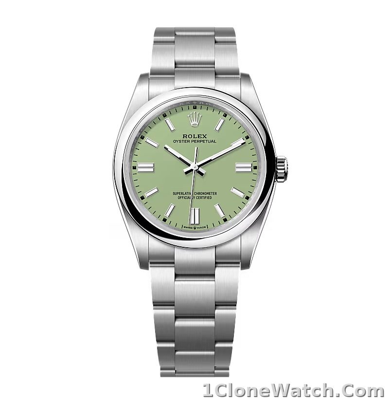 Superclone Rolex Oyster Perpetual 277200 Pistachio Dial - detail