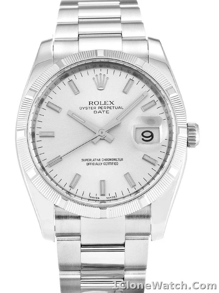 Rolex Oyster Perpetual Date 34mm Silver Dial 115210
