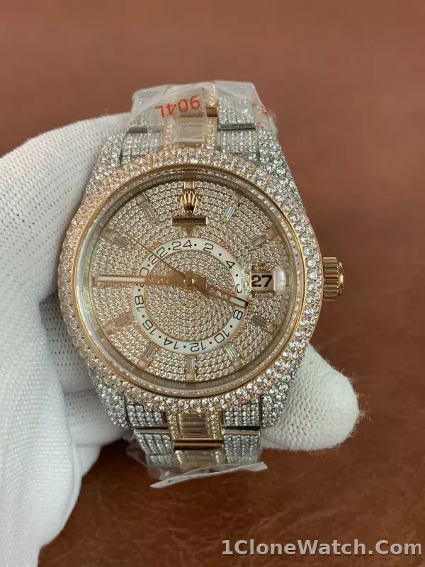 Rolex Sky Dweller two tone 326934 iced out (cubic zirconia)