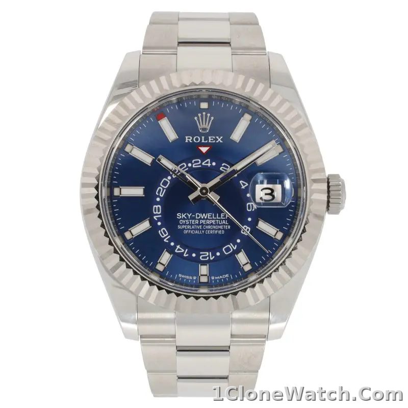 Superclone Rolex Sky-Dweller 42 mm Bright blue Dial 336934 Oyster - detail
