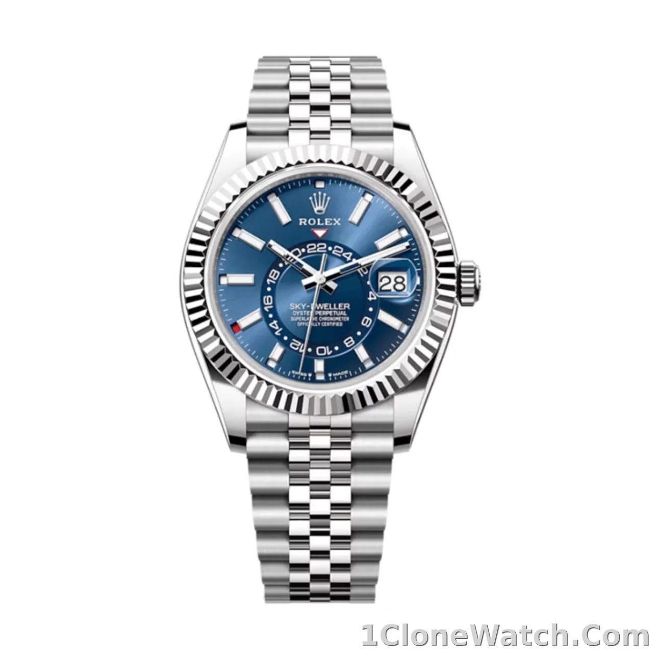 Superclone Rolex Sky-Dweller 42 mm Bright blue Dial 336934 Jubilee