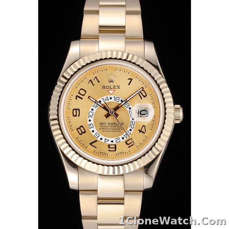 Rolex Sky-Dweller 41mm Gold Dial 80243 - detail