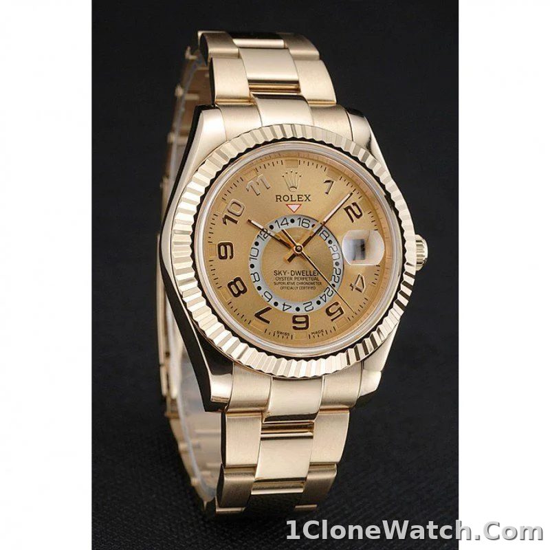 Rolex Sky-Dweller 41mm Gold Dial 80243 - detail