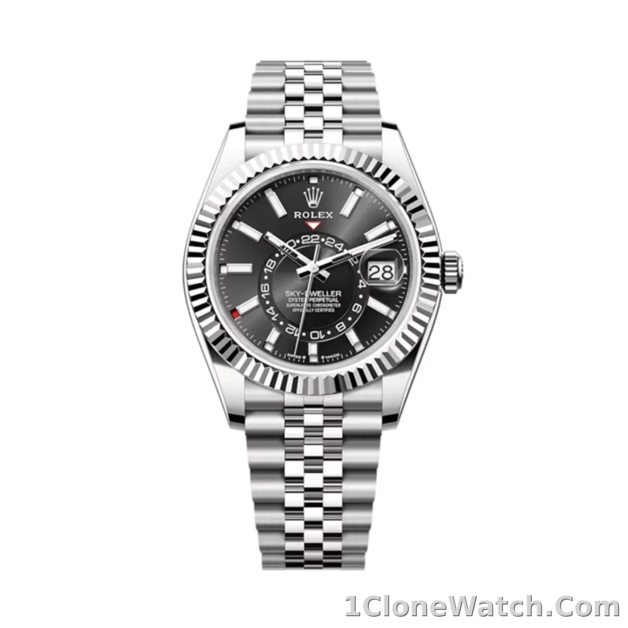 Superclone Rolex Sky-Dweller 42 mm Bright black Dial 336934 Jubilee