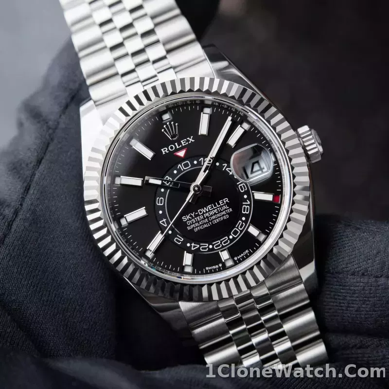 Superclone Rolex Sky-Dweller 42 mm Bright black Dial 336934 Jubilee - detail